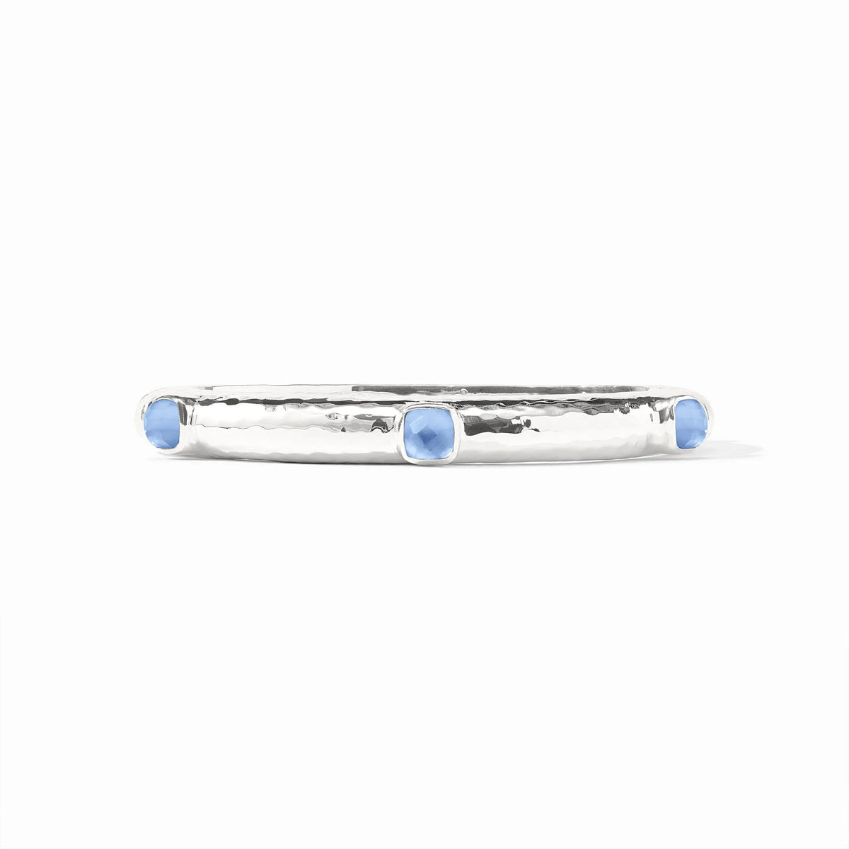 Catalina Hinge Bangle- Iridescent Chalcedony Blue/Silver