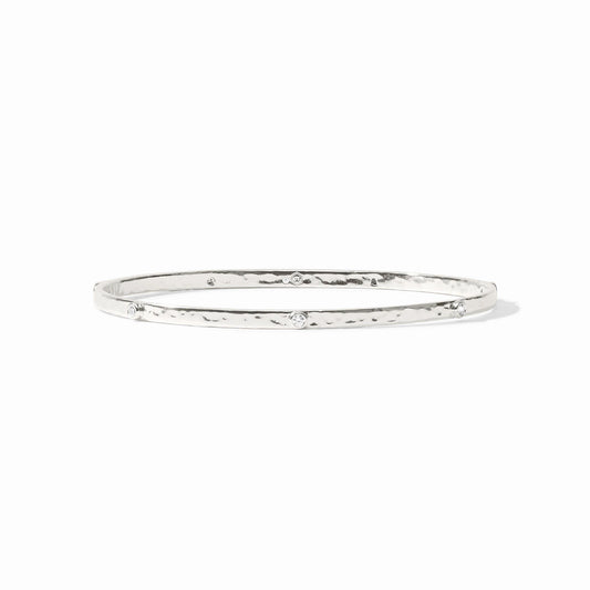 Crescent Stone Bangle- Cubic Zirconia/Silver