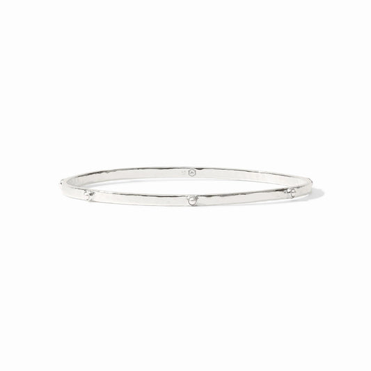 Crescent Stone Bangle- Pearl/Silver