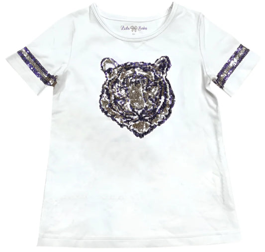 Sequin Purple/Gold Tiger Shirt