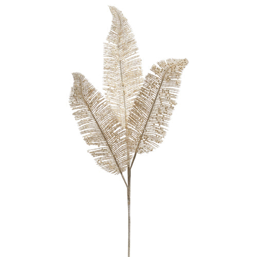 24" Glittered Pearl Fern Spray