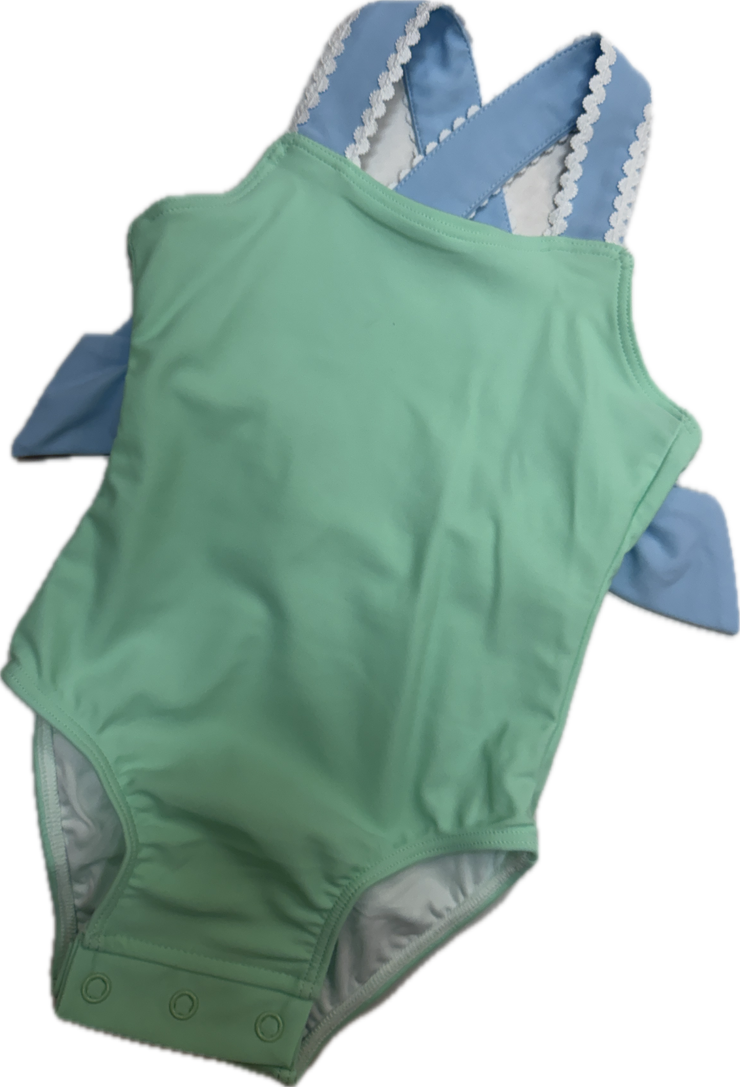 Lulu Bebe Mint and Light Blue Ric Rac and Bow Swimsuit