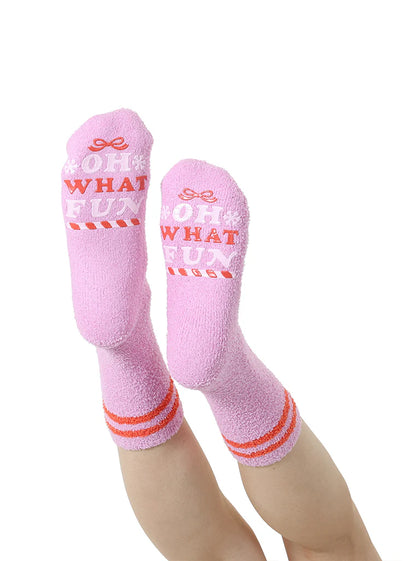 Oh What Fun Fuzzy Crew Socks