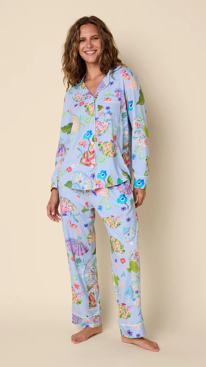 Pima Knit Long-Sleeved Pajamas