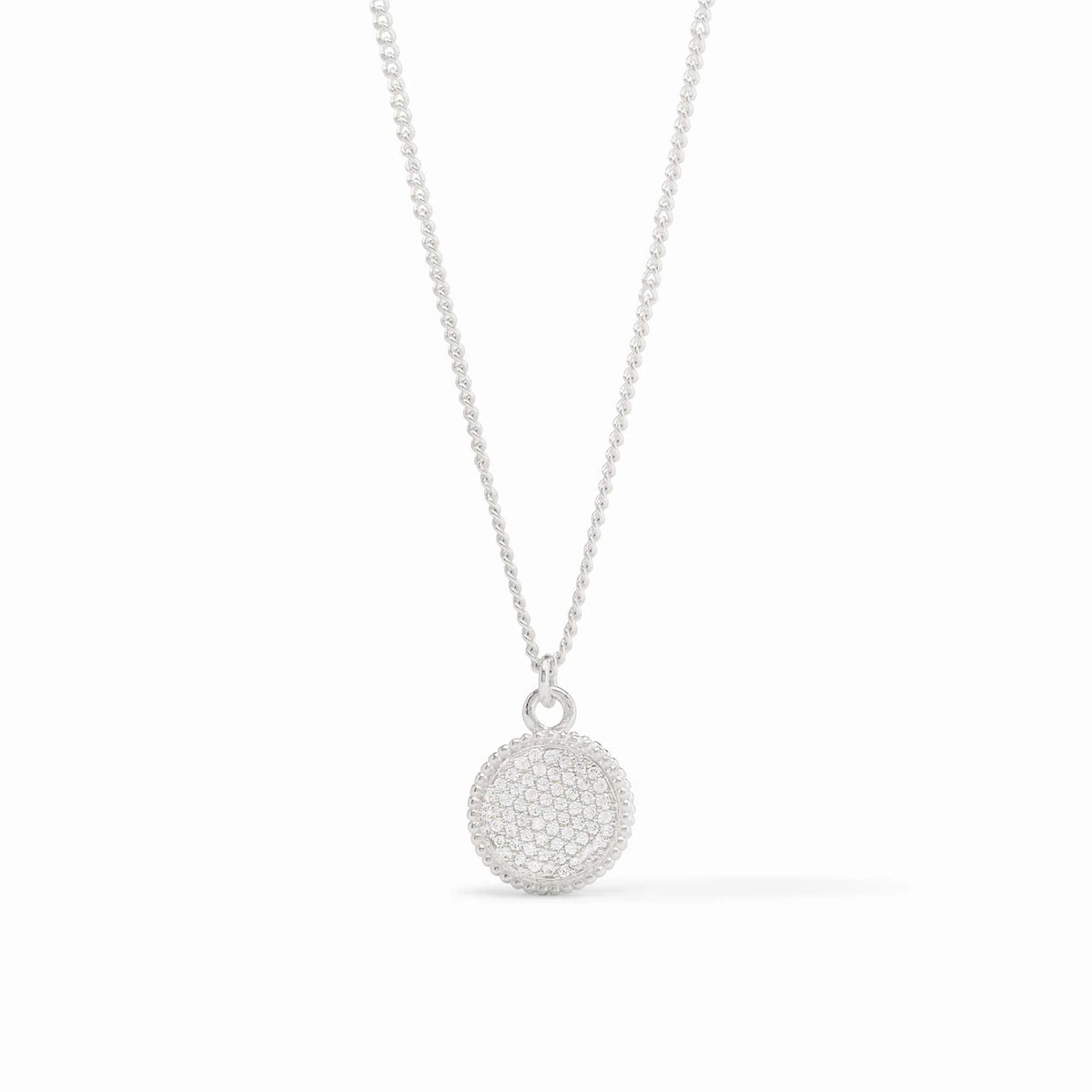 Fleur-de-Lis Pave Solitaire Necklace- Cubic Zirconia/Silver