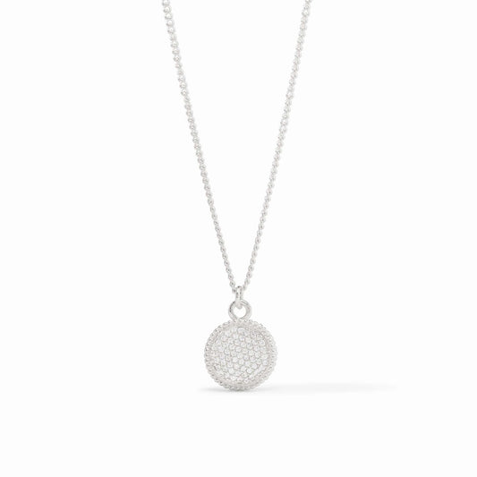 Fleur-de-Lis Pave Solitaire Necklace- Cubic Zirconia/Silver