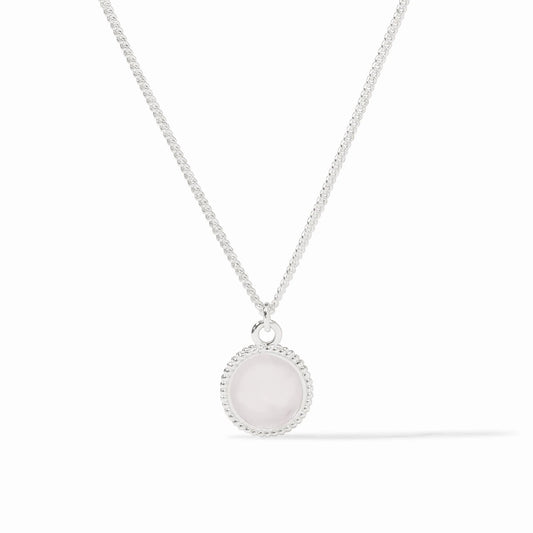 Fleur-de-Lis Solitaire Necklace- Iridescent Clear Crystal/Silver