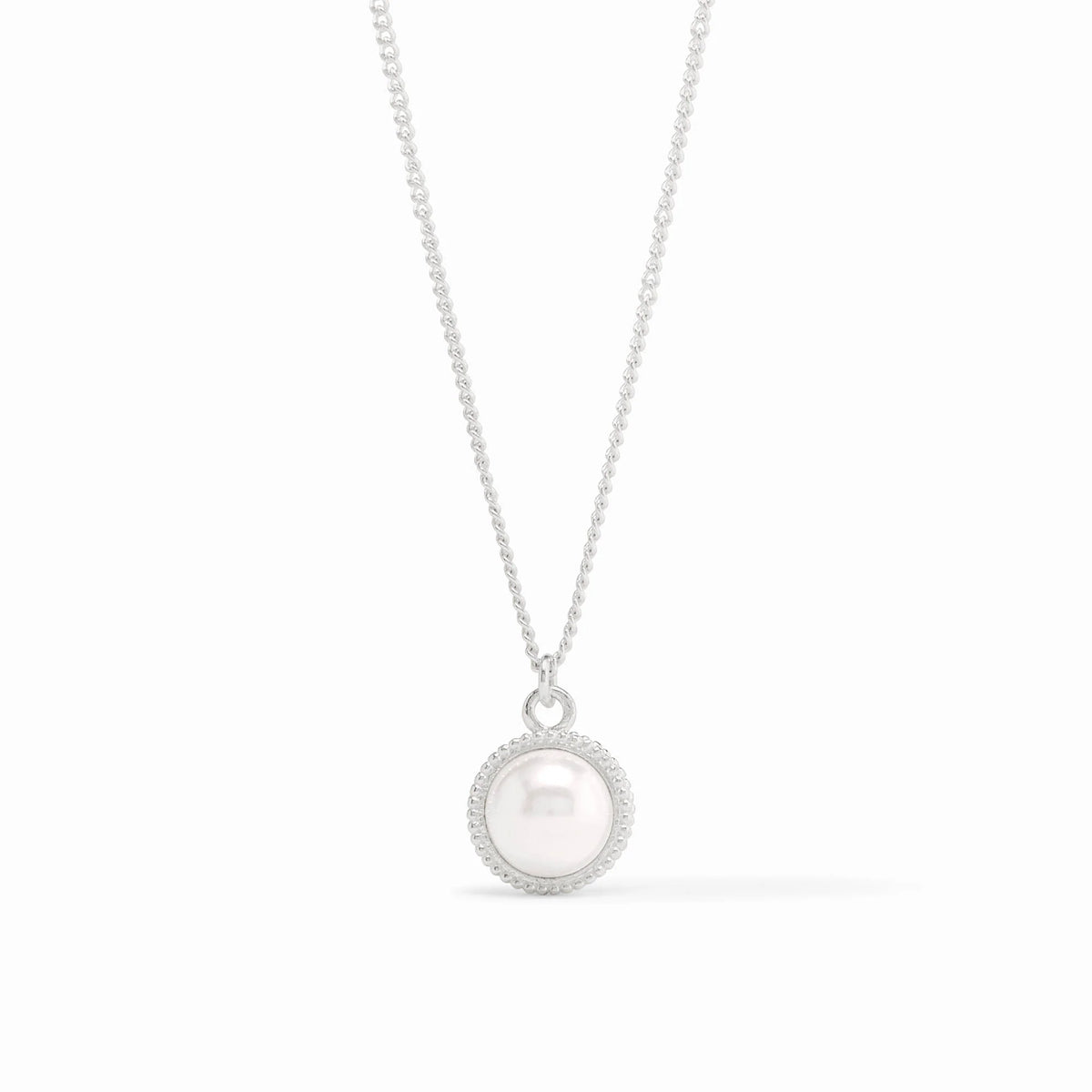 Fleur-de-Lis Solitaire Necklace- Pearl/Silver