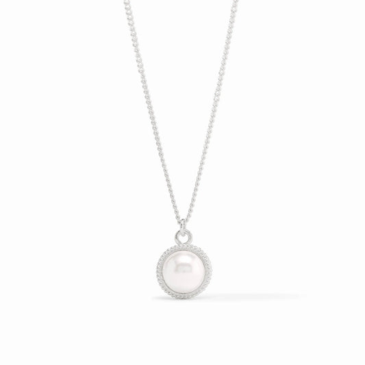 Fleur-de-Lis Solitaire Necklace- Pearl/Silver