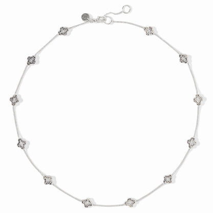 Florentine Demi Delicate Station Necklace- Silver