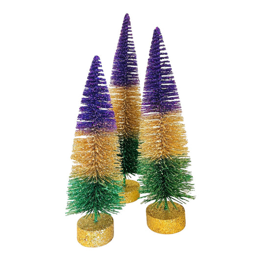 Mardi Gras Glitter Bottle Brush Trees