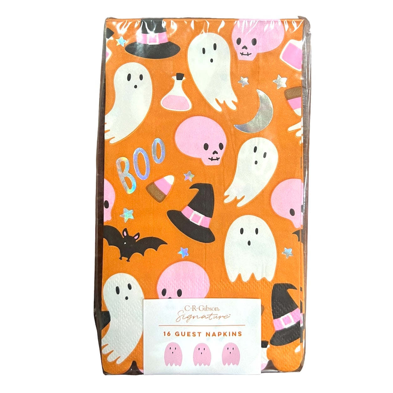 Boo Halloween Scallop Edge Guest Dinner Napkins