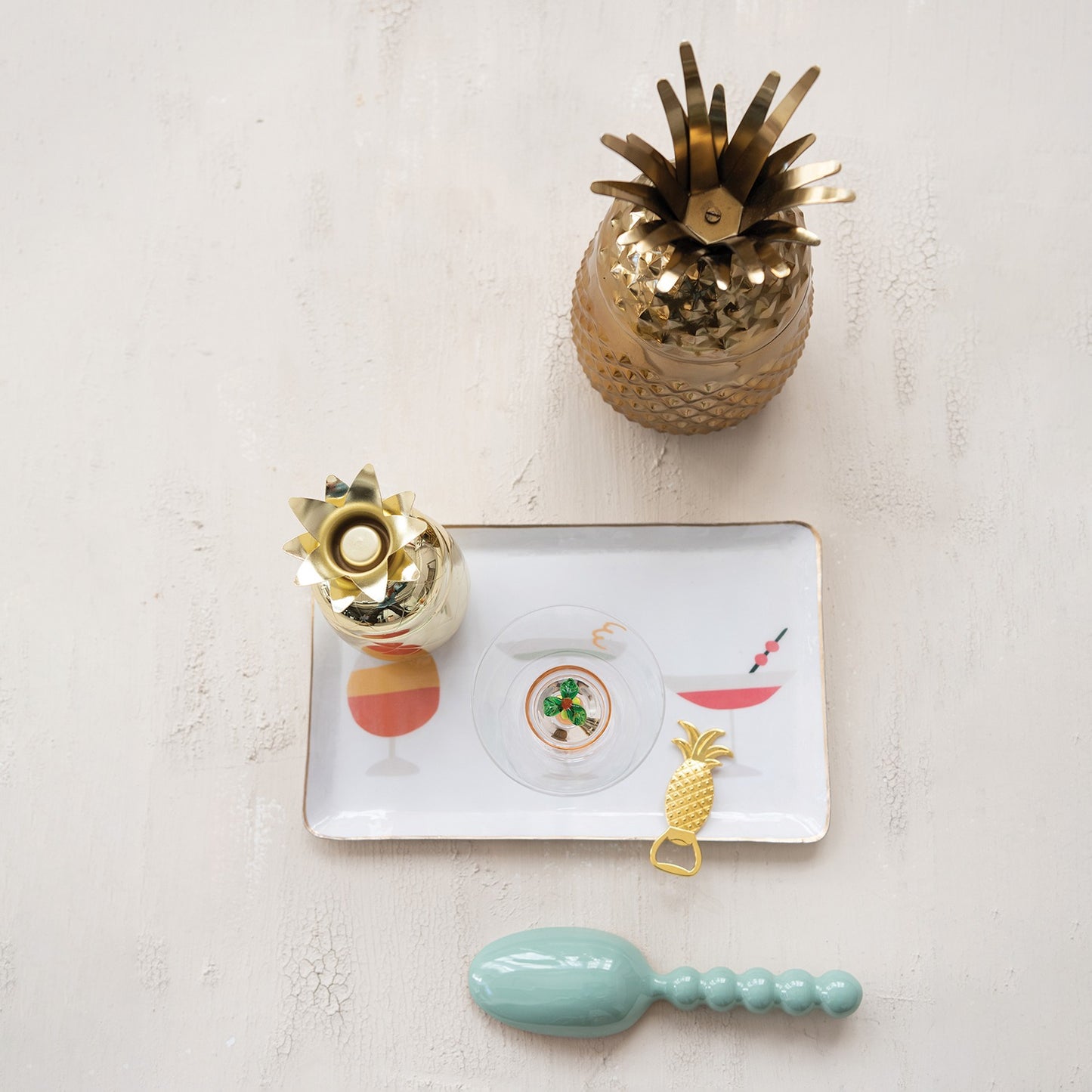 Mint & Gold Enameled Scoop