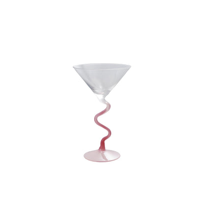 Pink Spiral Stem Martini Glass