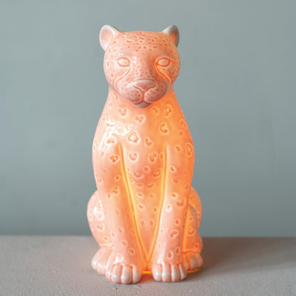 Pink Leopard Stoneware Table Lamp