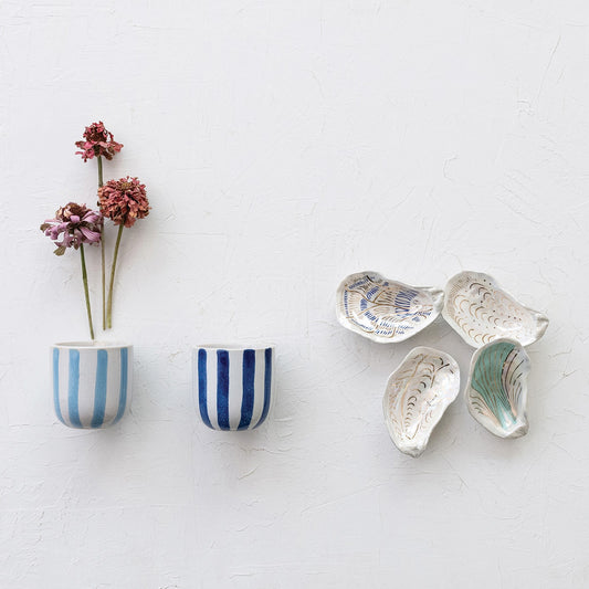 Mini Ceramic Oyster Dish with Gold Trim