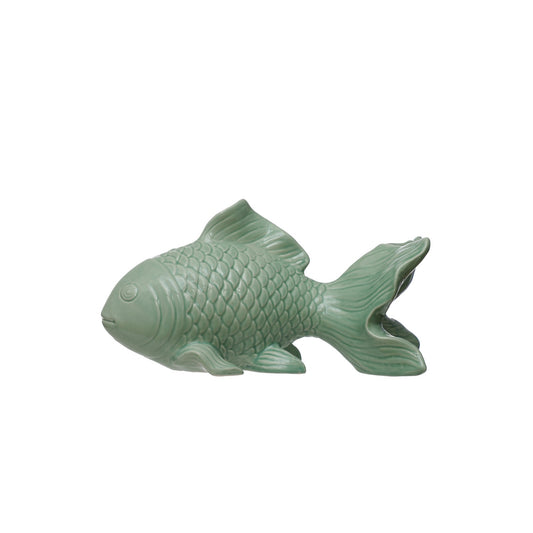 Blue Stoneware Fish Sculpture