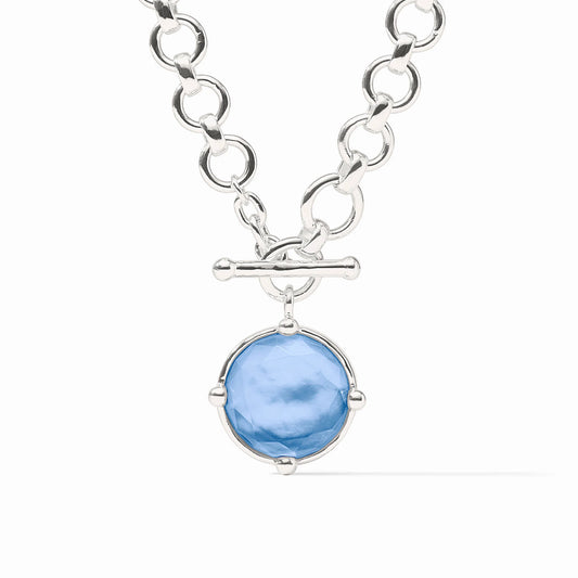 Honeybee Demi Necklace- Iridescent Chalcedony Blue/Silver