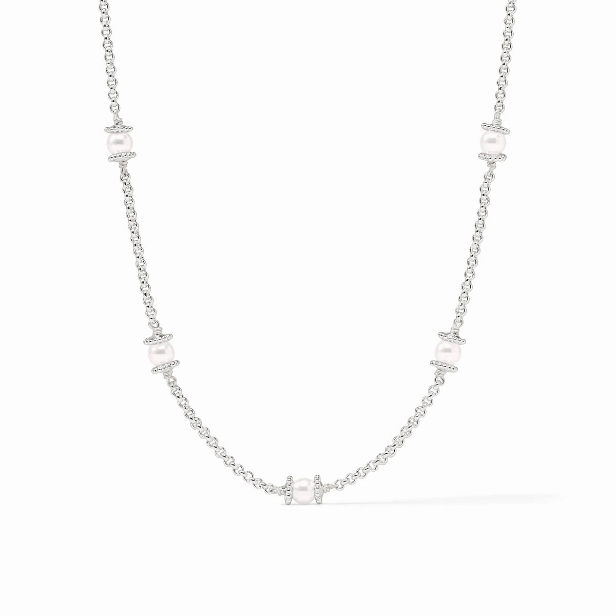 Hydra Delicate Station Necklace- Pearl/Silver