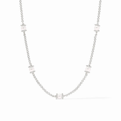 Hydra Delicate Station Necklace- Pearl/Silver