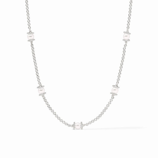 Hydra Delicate Station Necklace- Pearl/Silver