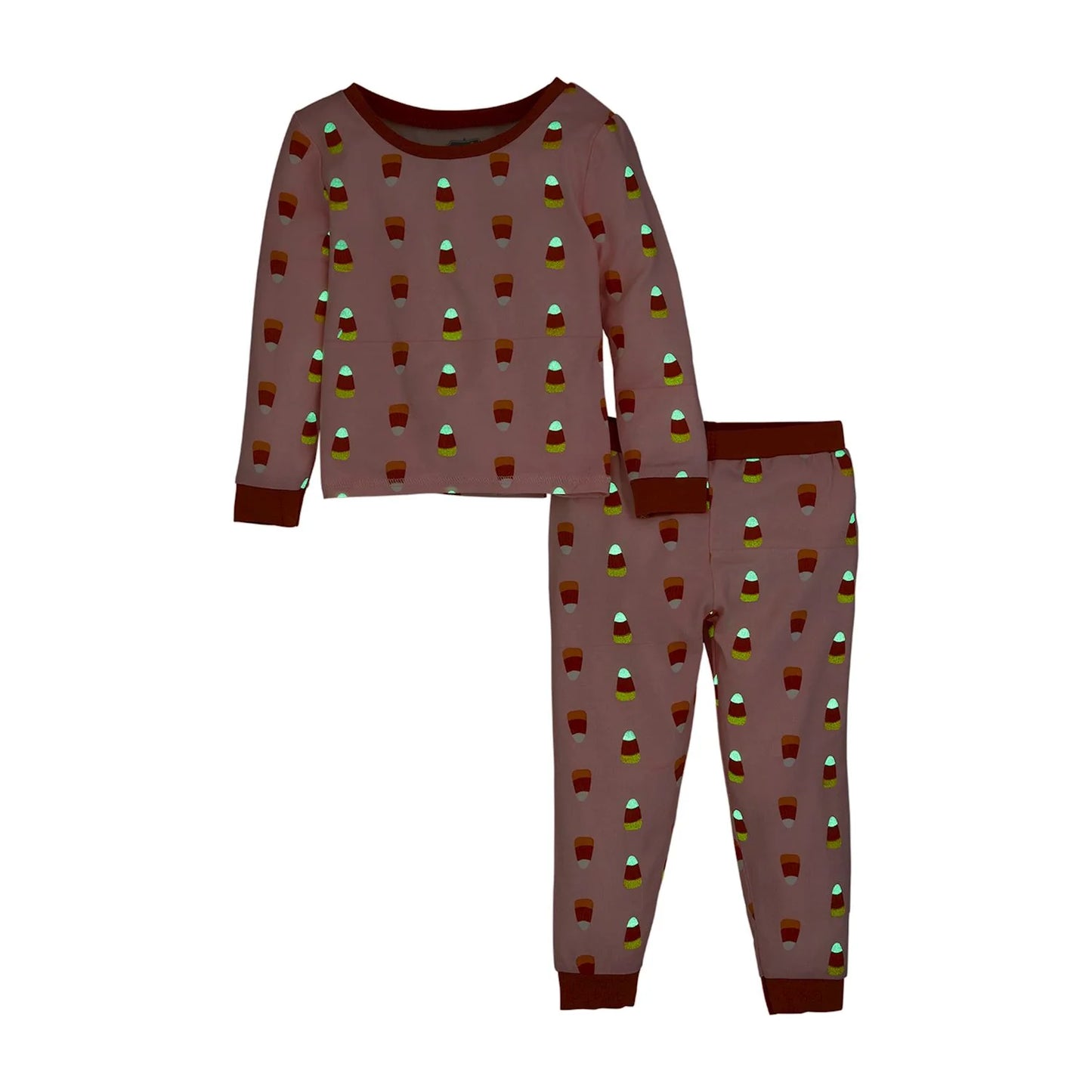 Pink Candy Corn Glow-In-The-Dark Pajama Set