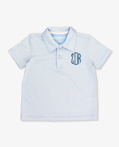 Windsurfer Blue Micro Stripe Short Sleeve Performance Polo