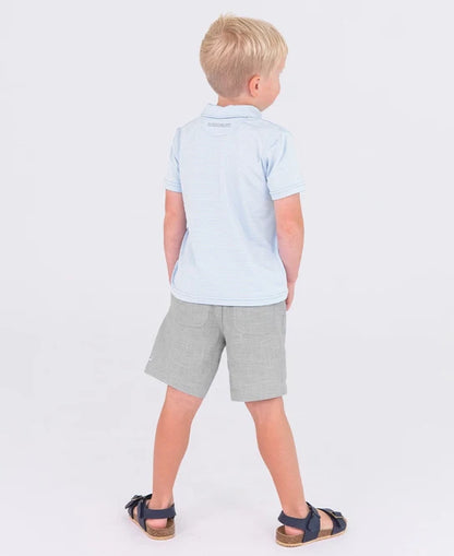 Windsurfer Blue Micro Stripe Short Sleeve Performance Polo