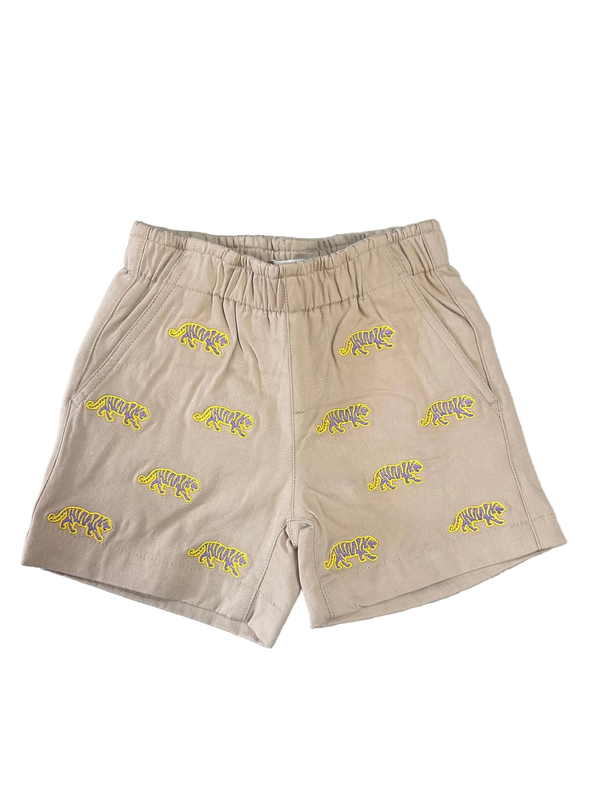 Khaki LSU Embroidered Elastic Shorts