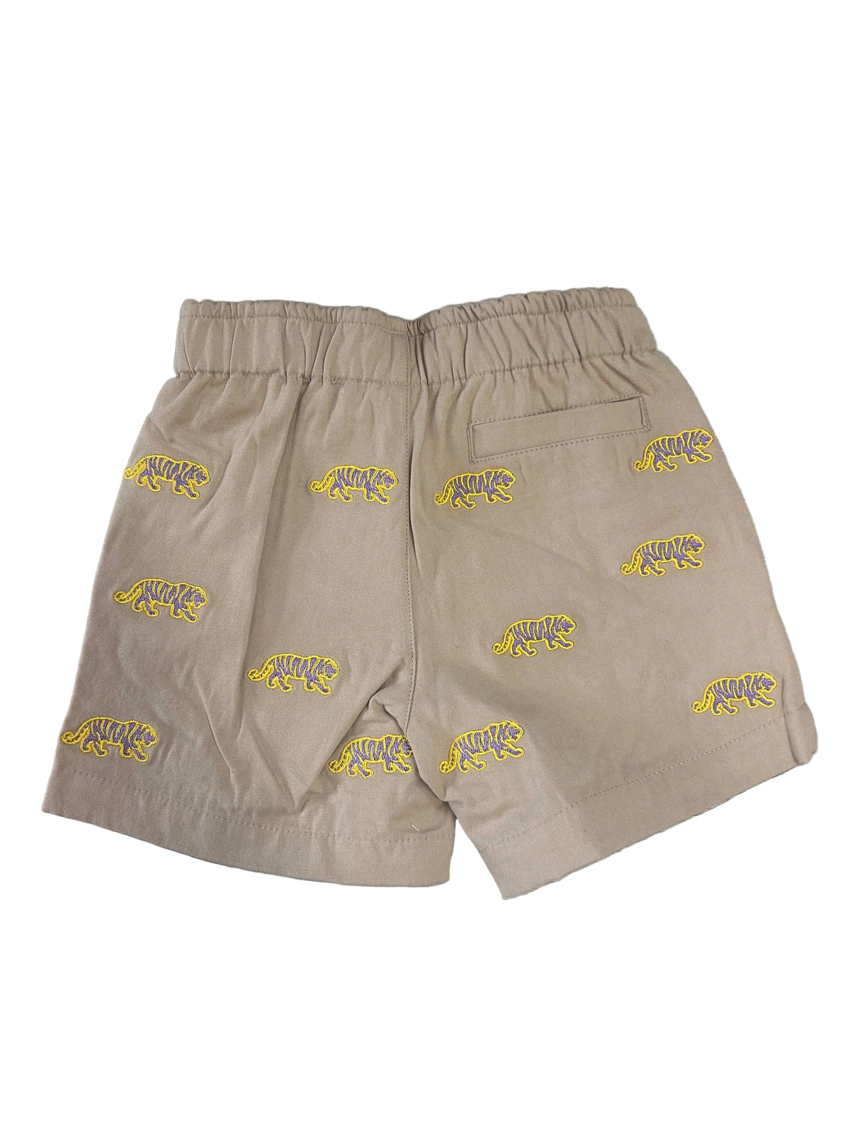 Khaki LSU Embroidered Elastic Shorts