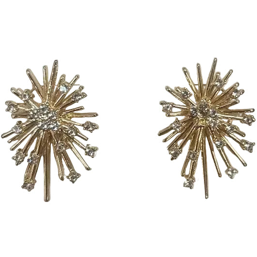 Gold Sunburst Stud Earrings