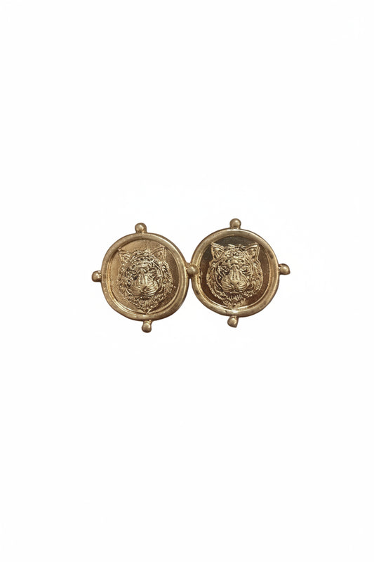 Tiger Face Round Earrings