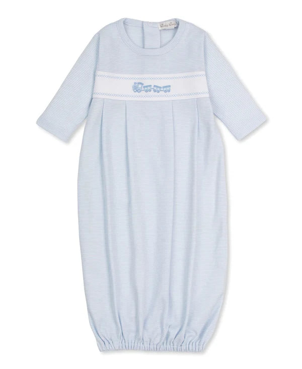 Kissy Kissy Blue Striped with Train Standard Sack Gown