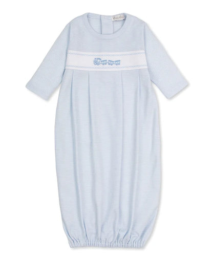 Kissy Kissy Blue Striped with Train Standard Sack Gown