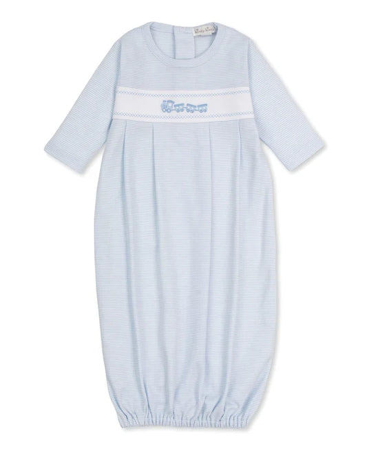 Kissy Kissy Blue Striped with Train Standard Sack Gown