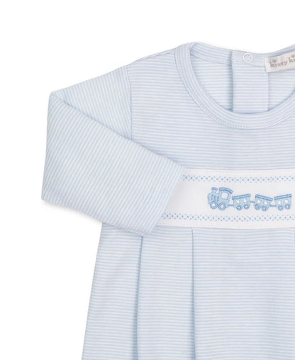 Kissy Kissy Blue Striped with Train Standard Sack Gown