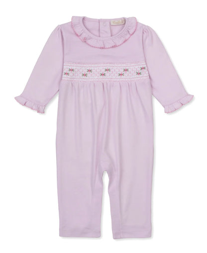 Kissy Kissy Fall Pink Smocked Long Sleeve Playsuit