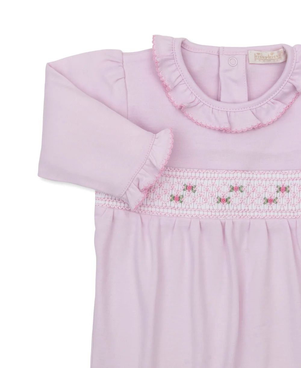 Kissy Kissy Fall Pink Smocked Long Sleeve Playsuit