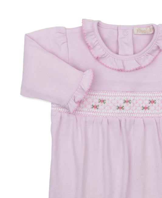 Kissy Kissy Fall Pink Smocked Long Sleeve Playsuit
