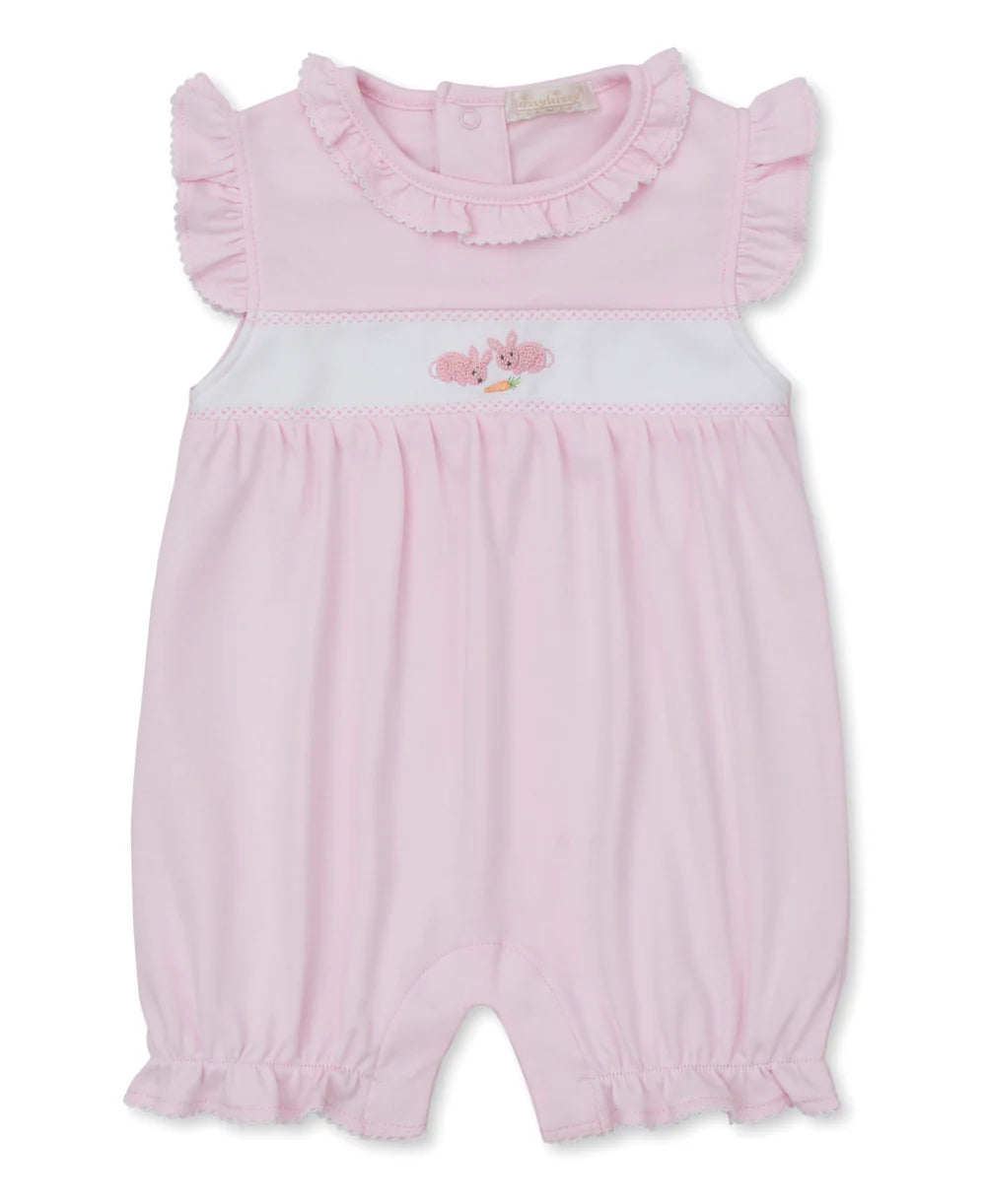 Premier Baby Bunny Patch Pink Hand Emb Short Playsuit