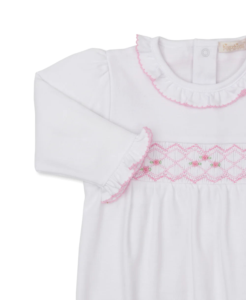Kissy Kissy CLB Summer 26 White/Pink Hand Smocked Sack