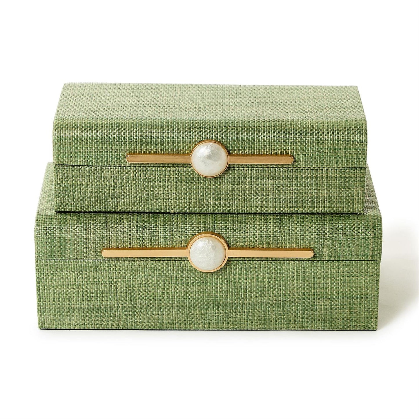 Monaco Green Faux Seagrass Nested Decorative Box