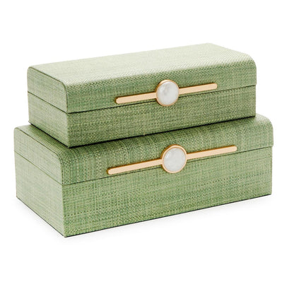 Monaco Green Faux Seagrass Nested Decorative Box