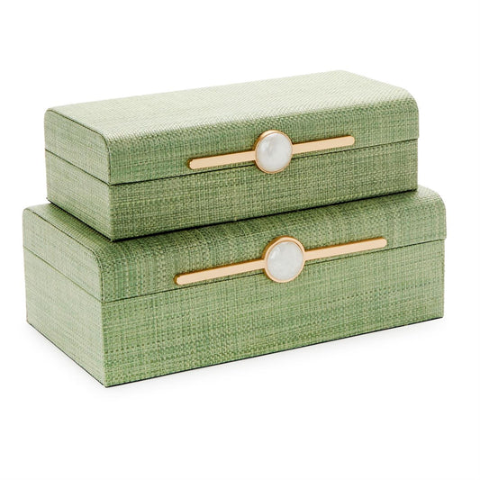 Monaco Green Faux Seagrass Nested Decorative Box