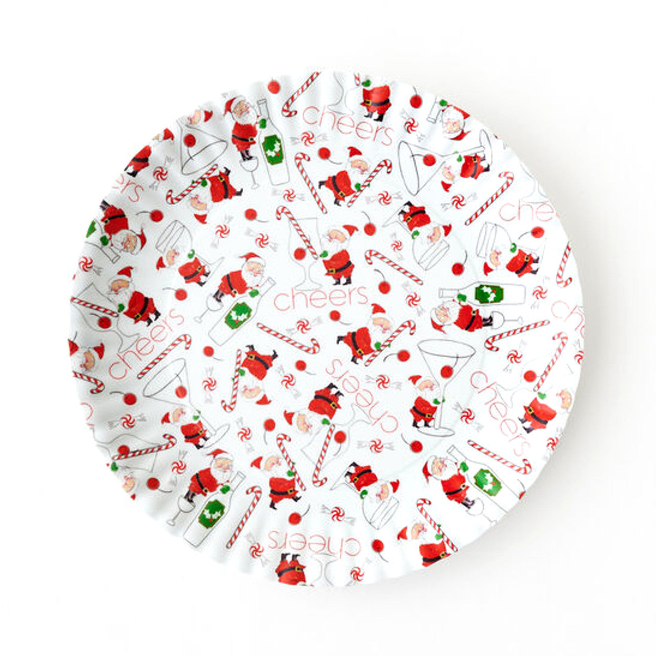 16" Melamine Cocktails with Santa "Paper" Platter