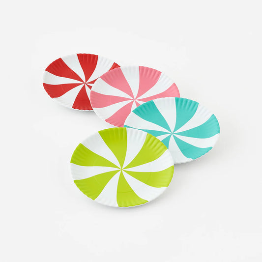 Peppermint Melamine "Paper" Plates – Set of 4