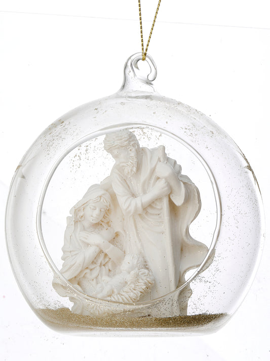 Resin Glass Holy Family Ball Ornament
