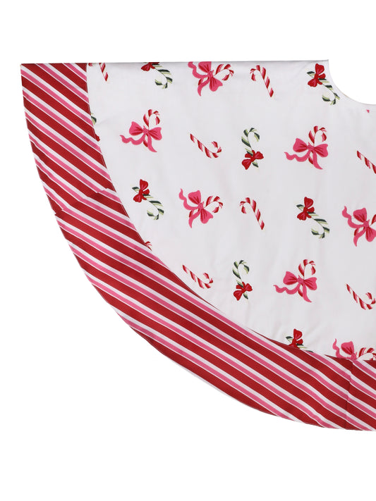 Canvas Embroidered Pastel Candy Cane Tree Skirt (4.5')