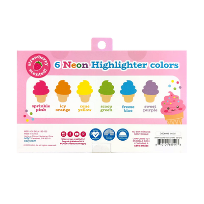 Sweet Scoops Scented Neon Highlighters - Set of 6