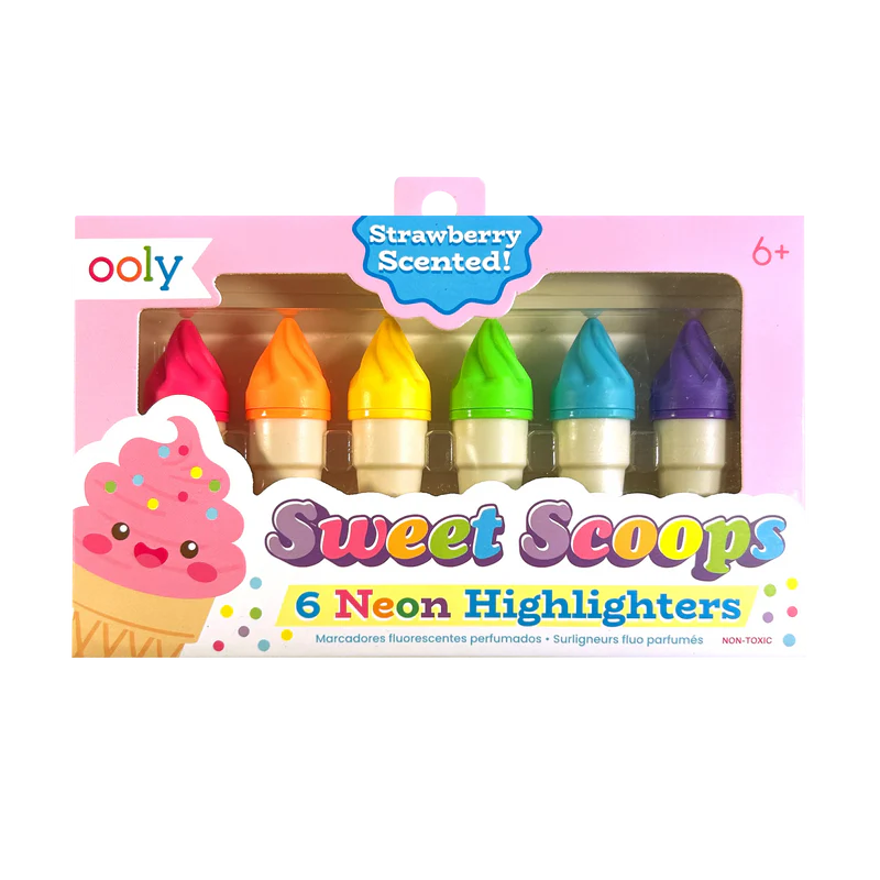 Sweet Scoops Scented Neon Highlighters - Set of 6